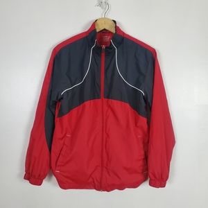 BCG windbreaker zip up, red and black boys XL